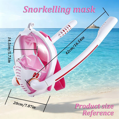 Adult Full Face Snorkel Mask Dual Tube 180° Panoramic Anti-Fog, Unisex Snorkelling Gear for Outdoor Water Sports L/XL. orange