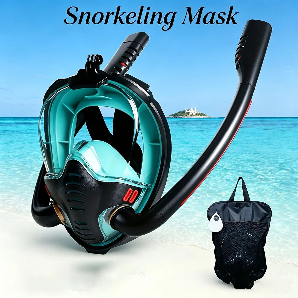 Adult Full Face Snorkel Mask Dual Tube 180° Panoramic Anti-Fog, Unisex Snorkelling Gear for Outdoor Water Sports L/XL. orange