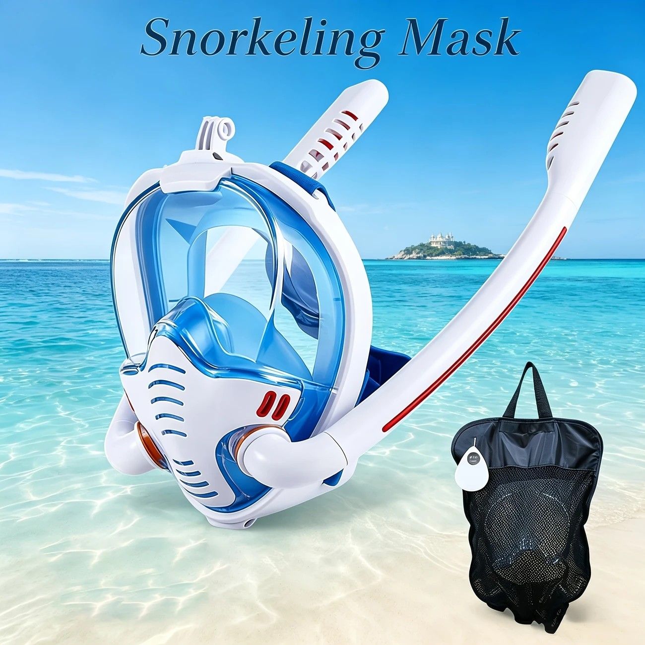 Adult Full Face Snorkel Mask Dual Tube 180° Panoramic Anti-Fog, Unisex Snorkelling Gear for Outdoor Water Sports L/XL. green