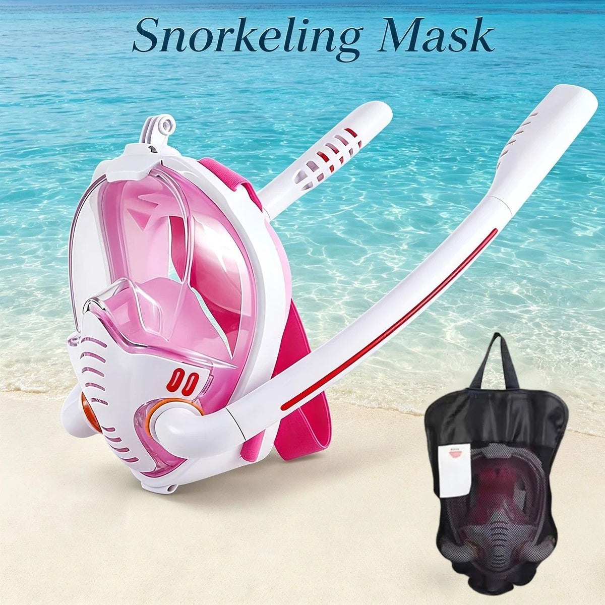 Adult Full Face Snorkel Mask Dual Tube 180° Panoramic Anti-Fog, Unisex Snorkelling Gear for Outdoor Water Sports L/XL. green