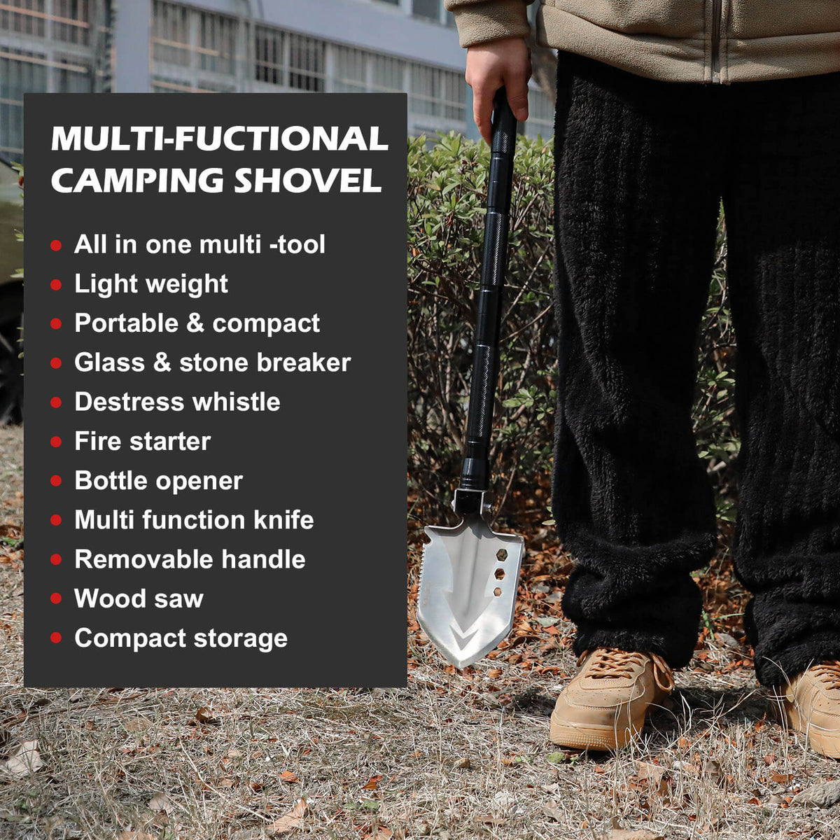 X-BULL Folding Shovel Outdoor Camping Survival Tools Multifunction Military