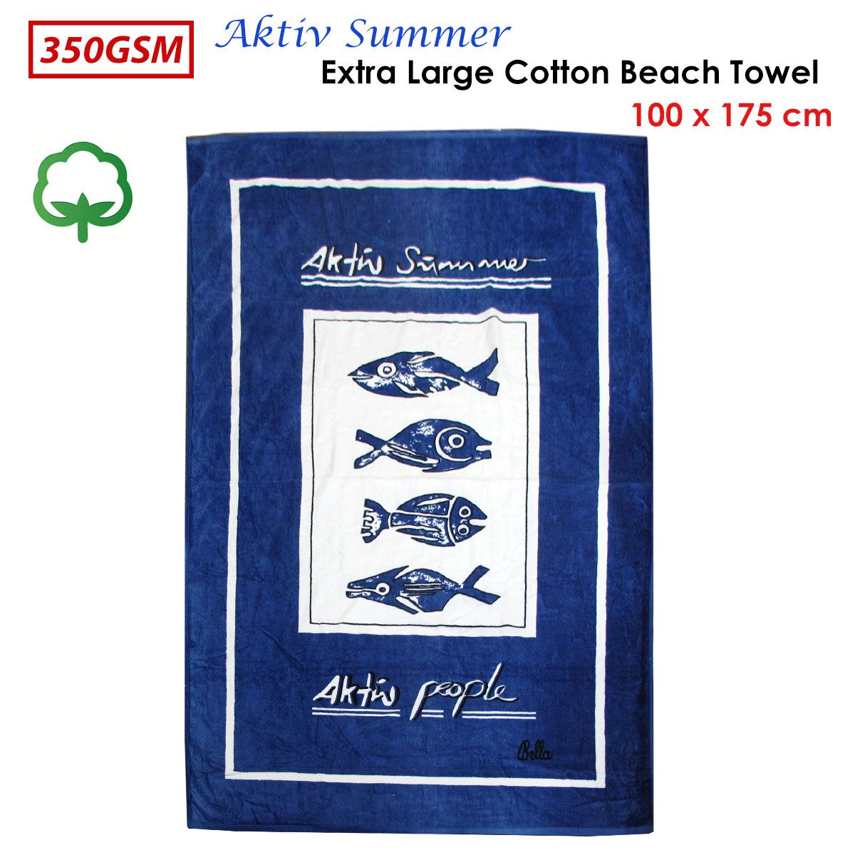350GSM Aktiv Summer Extra Large Cotton Beach Towel 100 x 175 cm