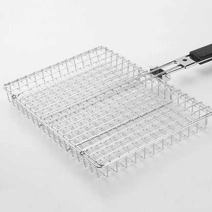 Barbecue Grilling Basket Portable Folding Stainless Steel Grill BBQ Food Holders