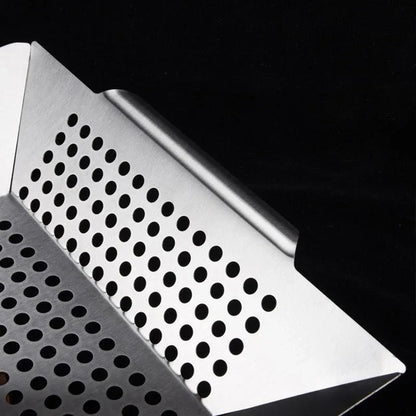 8 Inch Stainless Steel BBQ Grill Tray Perforated Pan Outdoor Barbecue Basket