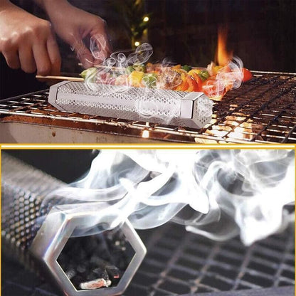 Hexagon Bbq Smoker Tube Stainless Steel Grill Accessory Smoking Box Long Lasting - 12Inch
