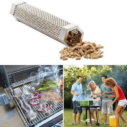 Hexagon Bbq Smoker Tube Stainless Steel Grill Accessory Smoking Box Long Lasting - 6Inch