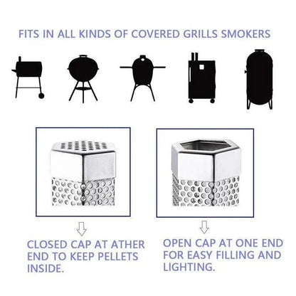 Hexagon Bbq Smoker Tube Stainless Steel Grill Accessory Smoking Box Long Lasting - 6Inch