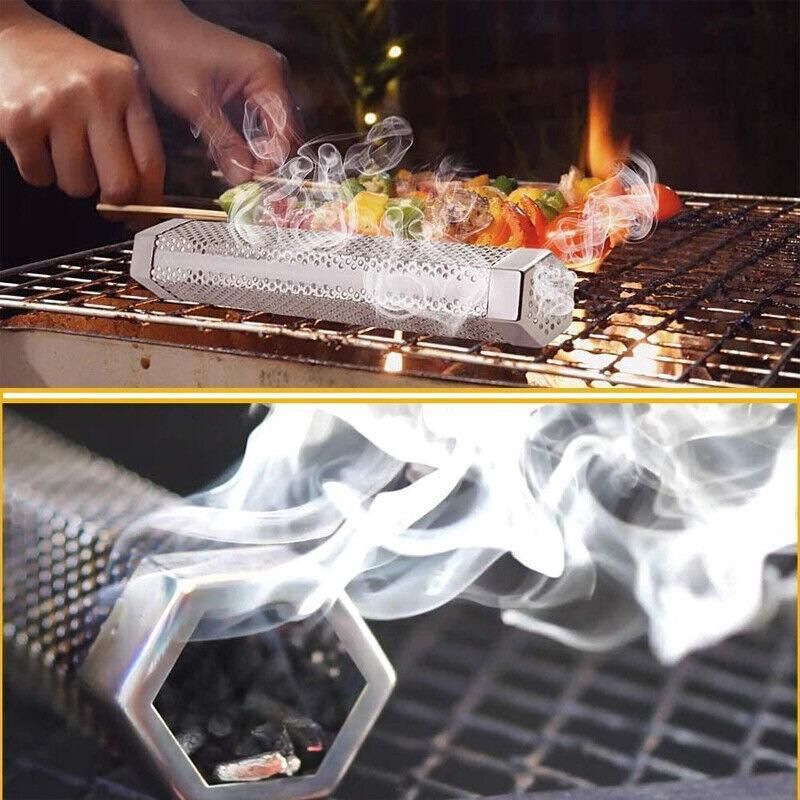 Hexagon Bbq Smoker Tube Stainless Steel Grill Accessory Smoking Box Long Lasting - 6Inch