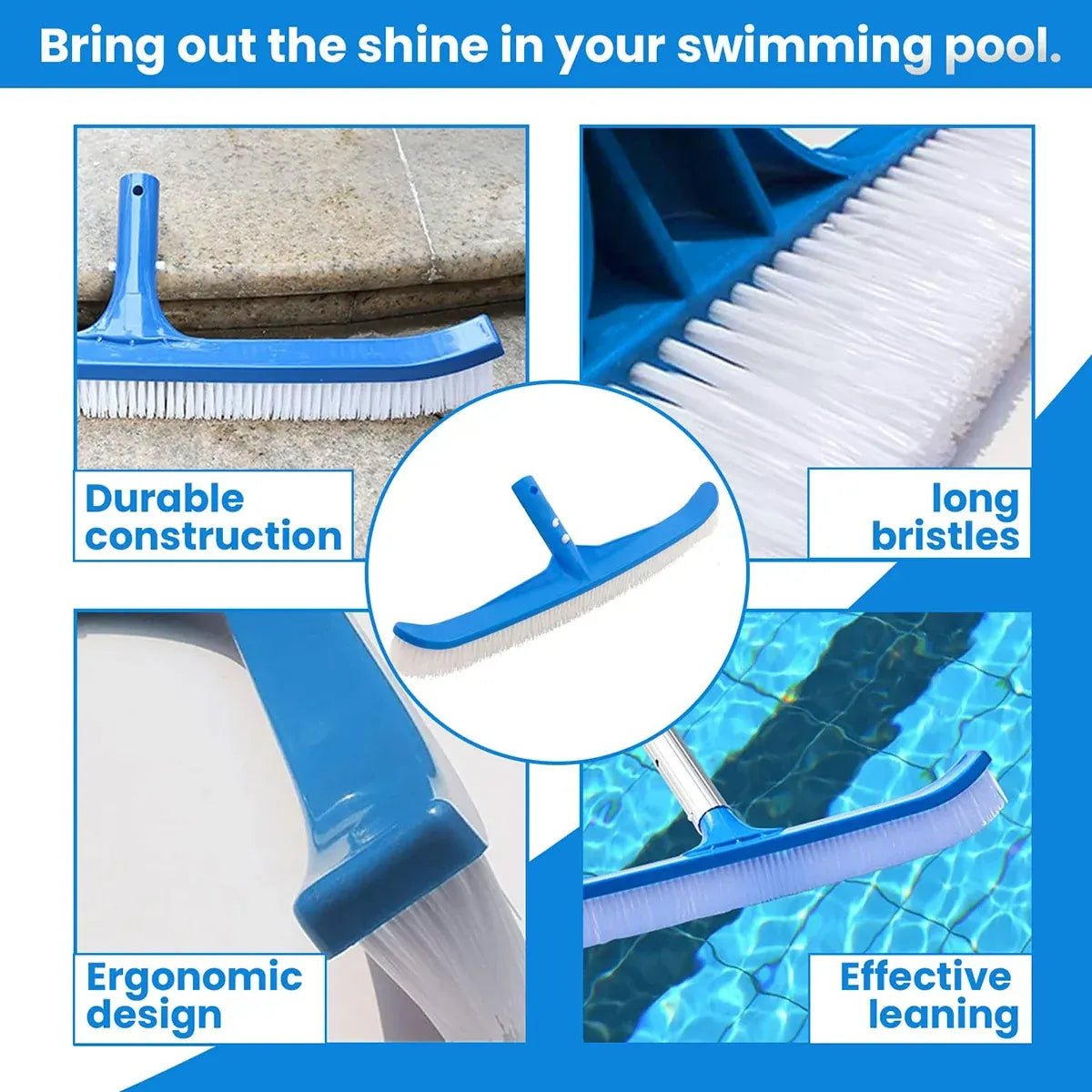 Plastic Pool Brush Cleaning Tool for Swimming Pool Fish Pond Spa Garden Fountain