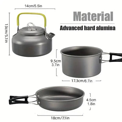 Lightweight Camping Cookware Set Outdoor Cooking Gear 3 Piece Travel Cook Set - Orange