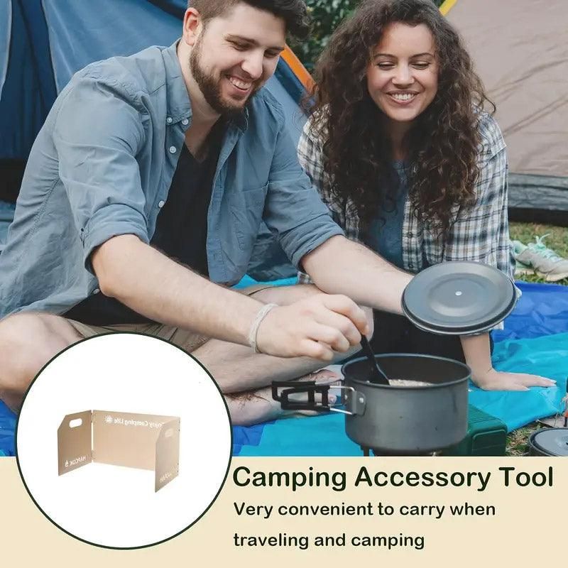 Outdoor Camping Tri Fold Board Portable Folding Windproof Windshield Protector - White