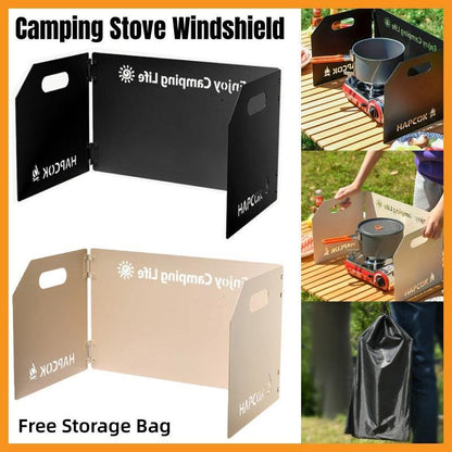 Outdoor Camping Tri Fold Board Portable Folding Windproof Windshield Protector - White