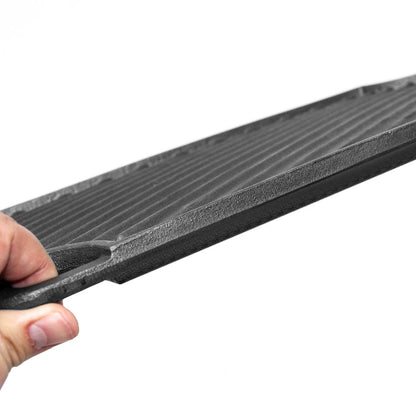 Reversible Cast Iron Griddle Rectangular BBQ Plate 43x24cm Double-Sided Flat Top Griddle Pan and Grooved Grill for Gas Stovetop Oven and Open Fire Black