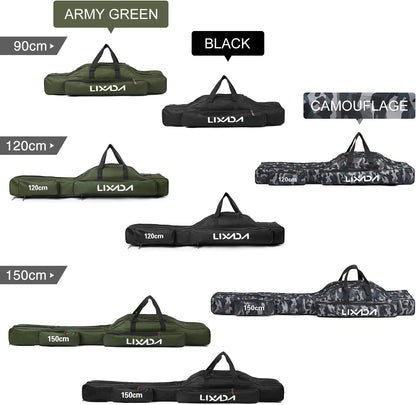 Fishing Rod Bag, 3 Layers Fishing Pole Bag Portable Folding Rod Carry Case Fishing Reel Fishing Tackle Storage Bags,Fishing Rod Carry Case, 120Cm/150Cm