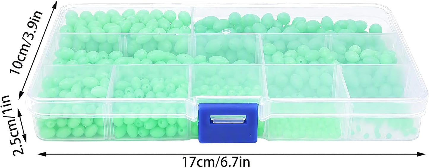 Fishing Beads Kit, 900 Pcs Luminous Multimodel Non Slip Plastic Beads
