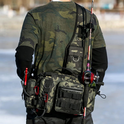 Fishing Tackle Bag,Tactical Fishing Sling Tackle Storage Bag,Lightweight Sling Fishing Backpack- Sling Tool Bag for Fishing Hiking Hunting Camping