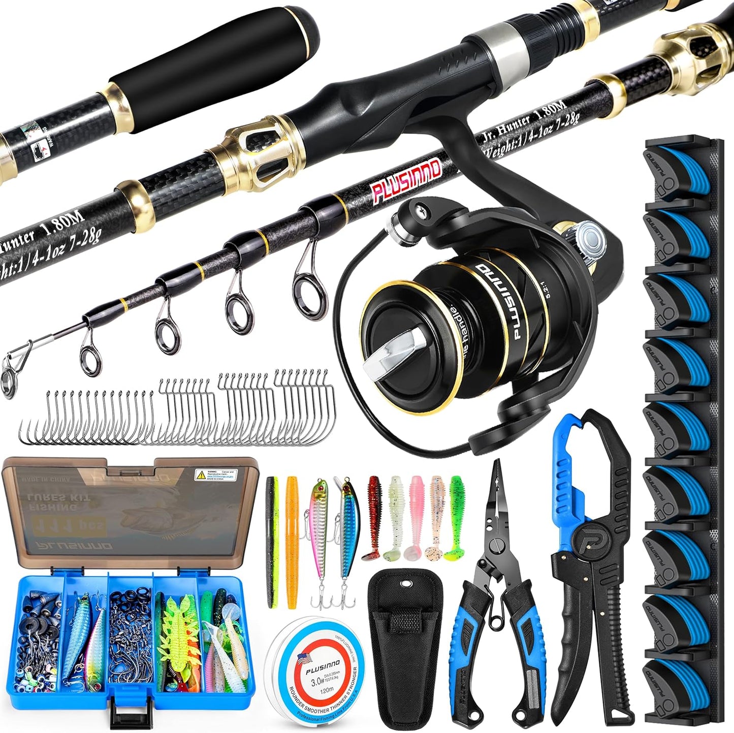 Fishing Gear,Full Fishing Kit Include Fishing Rod and Reel Combo, Tackle Box with Fishing Lures, Fishing Accessories, Fishing Pliers,Fishing Gifts for Men with Fishing Tool Kit