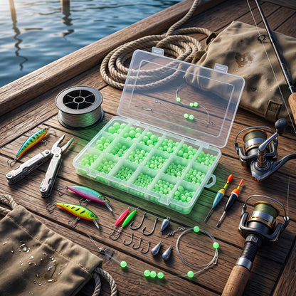 Fishing Beads Kit, 900 Pcs Luminous Multimodel Non Slip Plastic Beads