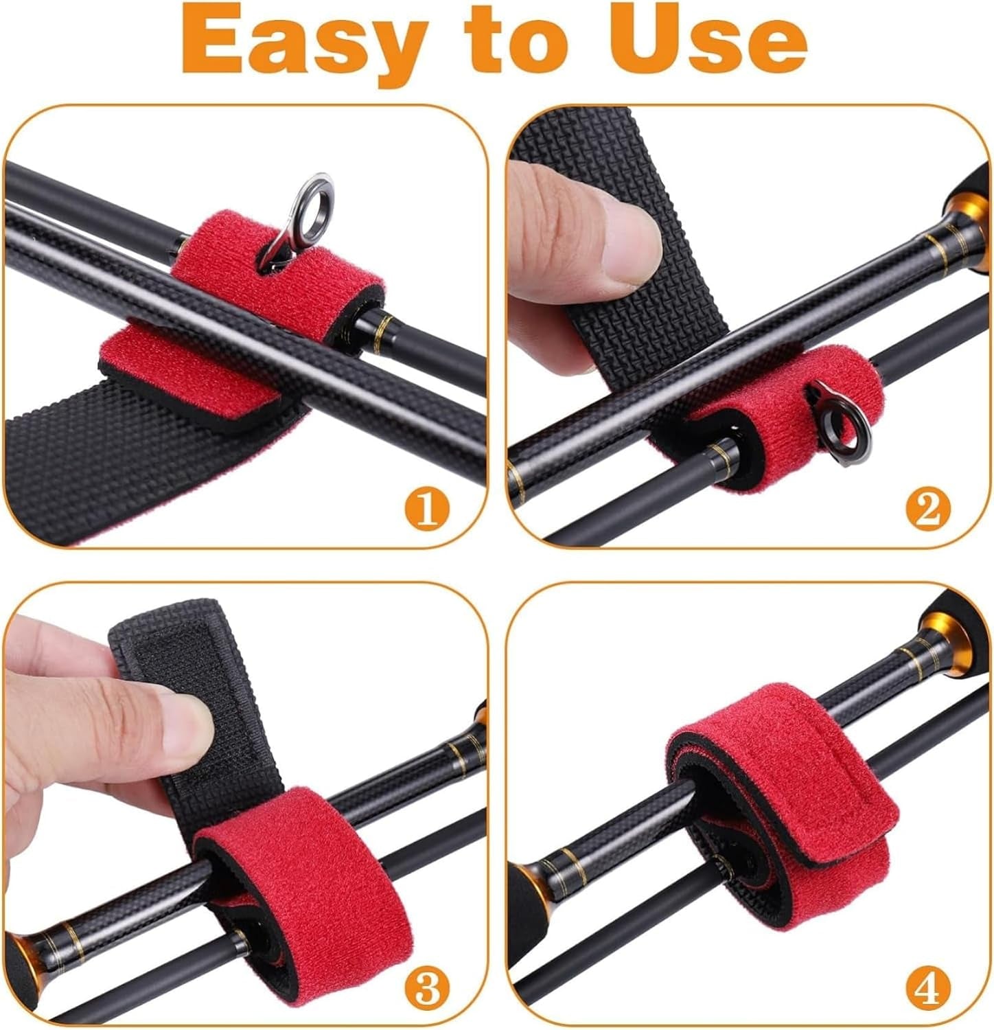 Fishing Rod Ties 12 Pcs Fishing Pole Straps Fishing Rod Straps Holder Fishing Pole Holder Belt Elastic Fishing Rod Holder Strap (25 Cm)