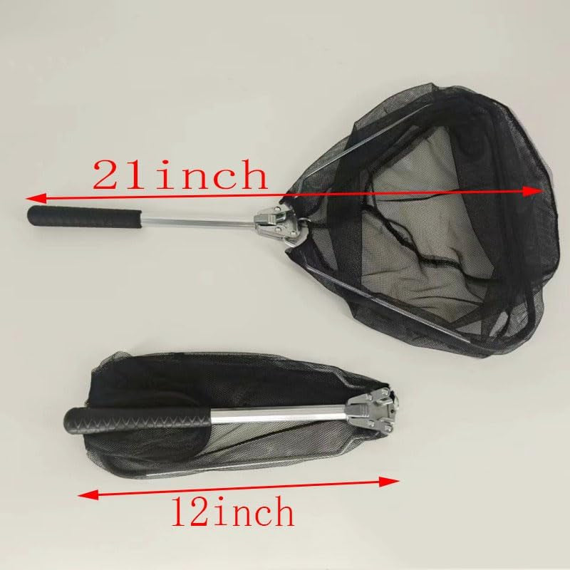 Foldable Fishing Net,Lightweight, Portable, Retractable, Suitable for Trout and Bass Fishing, Aluminum Alloy Handle,Durable Nylon Net for Safe Fishing or Release, Length 21 Inches,Special Fishing Net