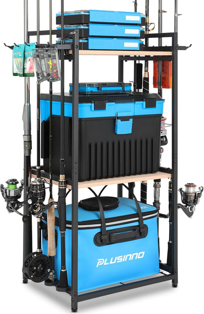 Fishing Rod Holders, Fishing Pole Holders for Garage, Fishing Rod Rack, 3 Tier Fishing Gear Tackle Box Storage for Garage Organization, Fishing Gifts for Men