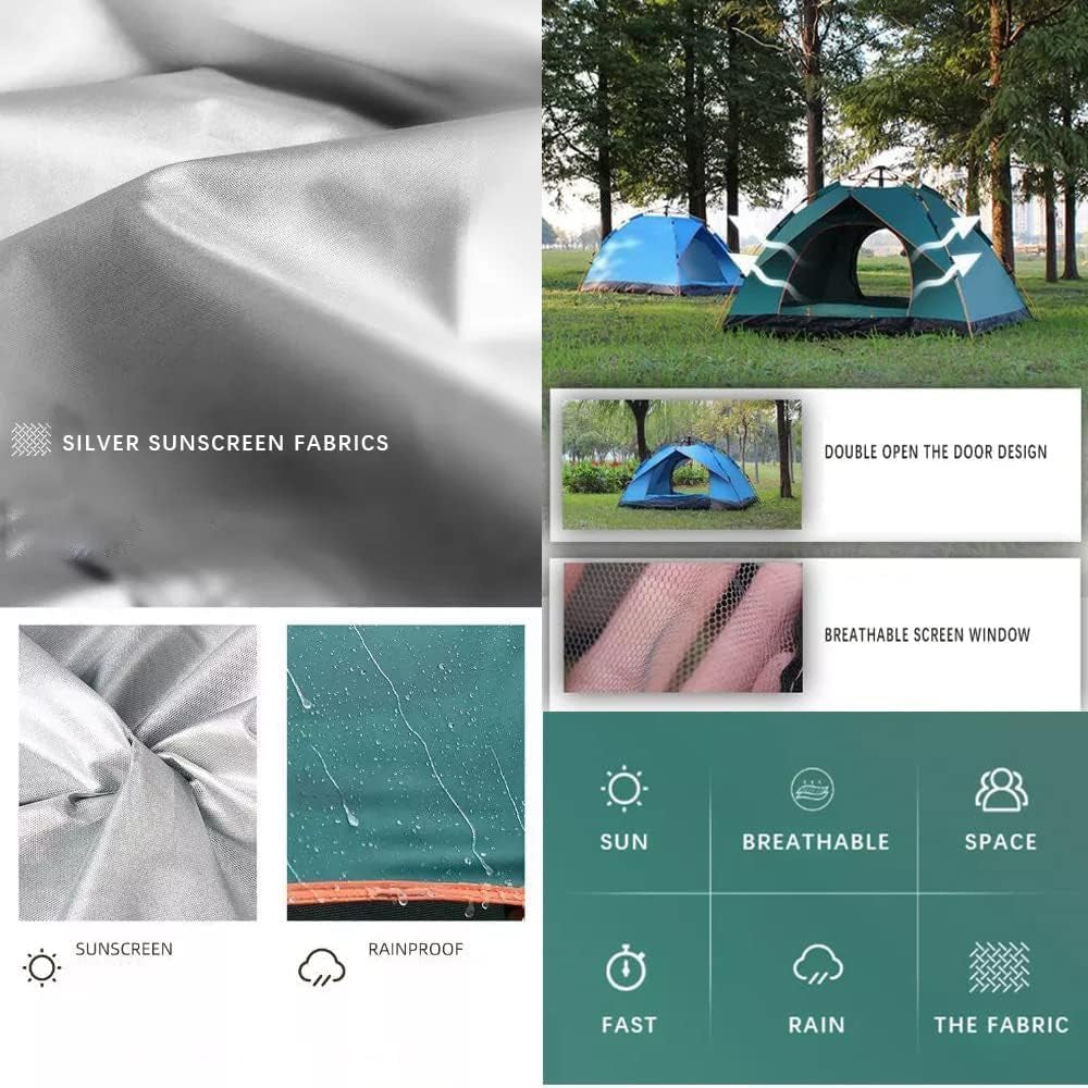 Camping Tent 3-4 Persons,  Pop up Tents Removable Instant Tent 2 Door Breathable Waterproof UV Protection, Family Dome Tent for Family Outdoor Sports Travel Picnic with Carrying Bag