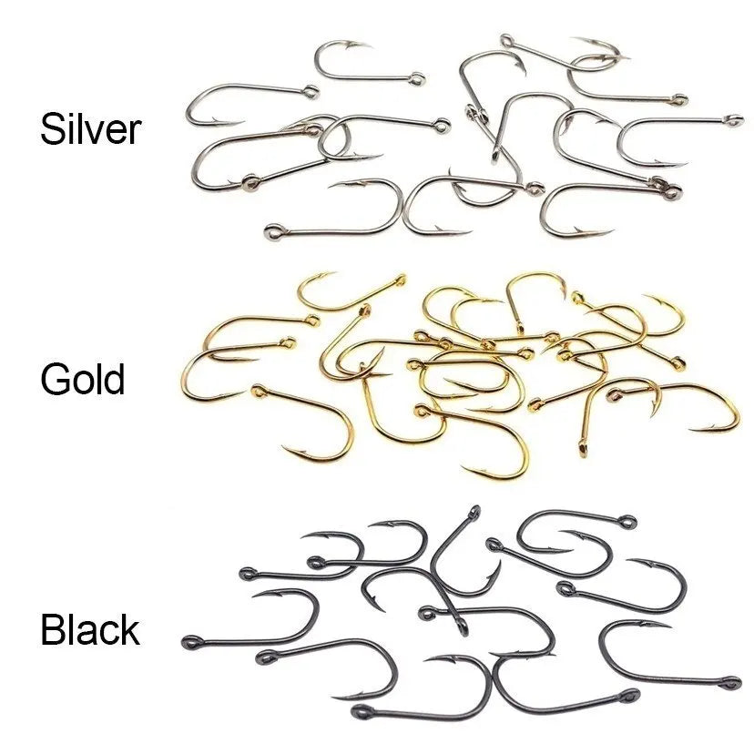 100Pcs Fishing Hook Stainless Steel Carbon Fishing Hook with Loop Sharp Barbed Boxed Fishing Hook Set Sea Fishing Accessories