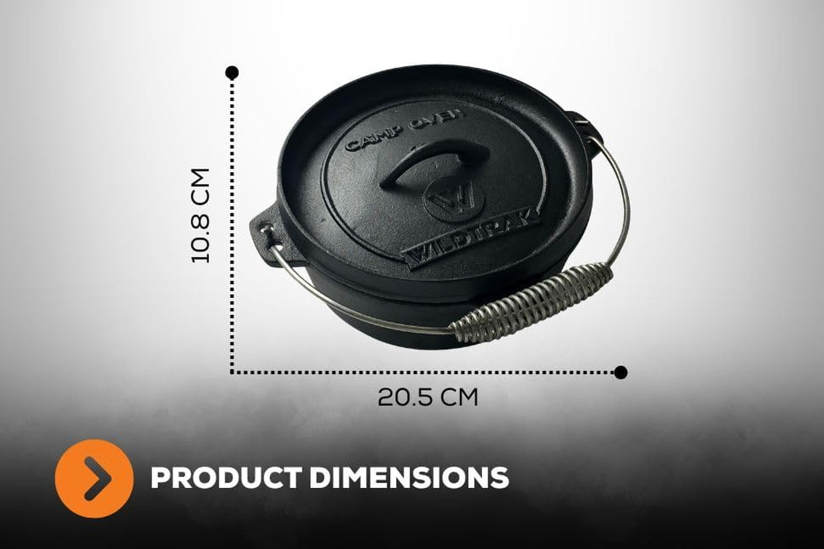 Heavy Duty Cast Iron Camp Oven, 2 Quart Capacity, Oval, Pre-Seasoned