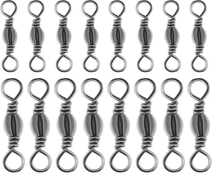 300Pcs 8# Fishing Rolling Swivel 10# Fishing Swivels Barrel Metal Fishing Tackle Line Connector Fishing Accessories for Saltwater Freshwater