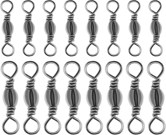 300Pcs 8# Fishing Rolling Swivel 10# Fishing Swivels Barrel Metal Fishing Tackle Line Connector Fishing Accessories for Saltwater Freshwater