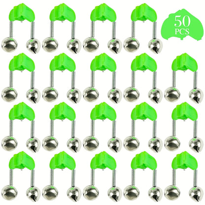 10/50Pcs Fishing Alarm Bells, Clip Bite Alert Fishing Rod Bell Plastic Fishing Rod Clips with Dual Alert Bells Fishing Tackle