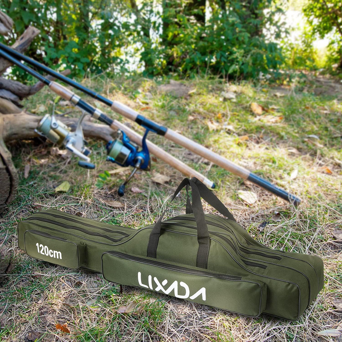 Fishing Rod Bag, 3 Layers Fishing Pole Bag Portable Folding Rod Carry Case Fishing Reel Fishing Tackle Storage Bags,Fishing Rod Carry Case, 120Cm/150Cm