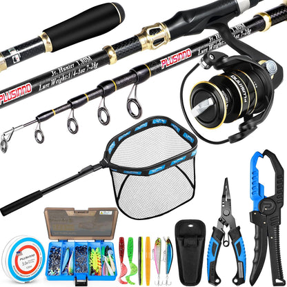 Fishing Gear,Full Fishing Kit Include Fishing Rod and Reel Combo, Tackle Box with Fishing Lures, Fishing Accessories, Fishing Pliers,Fishing Gifts for Men with Fishing Tool Kit