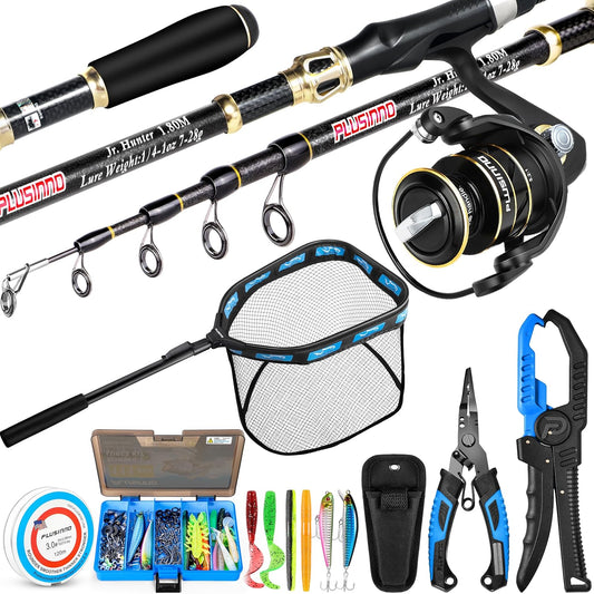 Fishing Gear,Full Fishing Kit Include Fishing Rod and Reel Combo, Tackle Box with Fishing Lures, Fishing Accessories, Fishing Pliers,Fishing Gifts for Men with Fishing Tool Kit