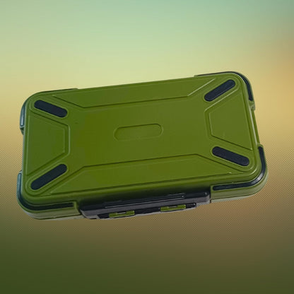 Compact Waterproof Fishing Tackle Box for Hooks, Lures, Jigs - Small Green