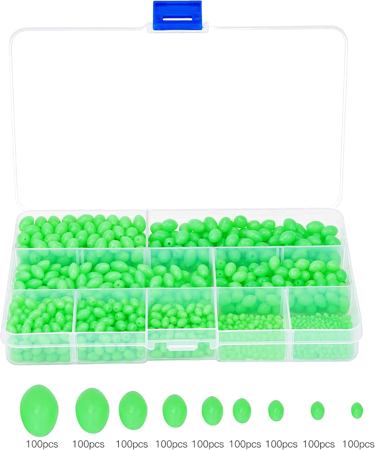 Fishing Beads Kit, 900 Pcs Luminous Multimodel Non Slip Plastic Beads