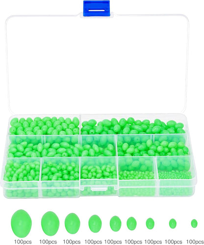 Fishing Beads Kit, 900 Pcs Luminous Multimodel Non Slip Plastic Beads