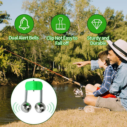 50PCS Fishing Rod Bells Clip – Dual Alert Fishing Bells for Rod Tip, Clip-On Bite Alarm for Night and Ice Fishing, Loud Sound Fishing Equipment Accessories