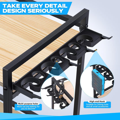 Fishing Rod Holders, Fishing Pole Holders for Garage, Fishing Rod Rack, 3 Tier Fishing Gear Tackle Box Storage for Garage Organization, Fishing Gifts for Men