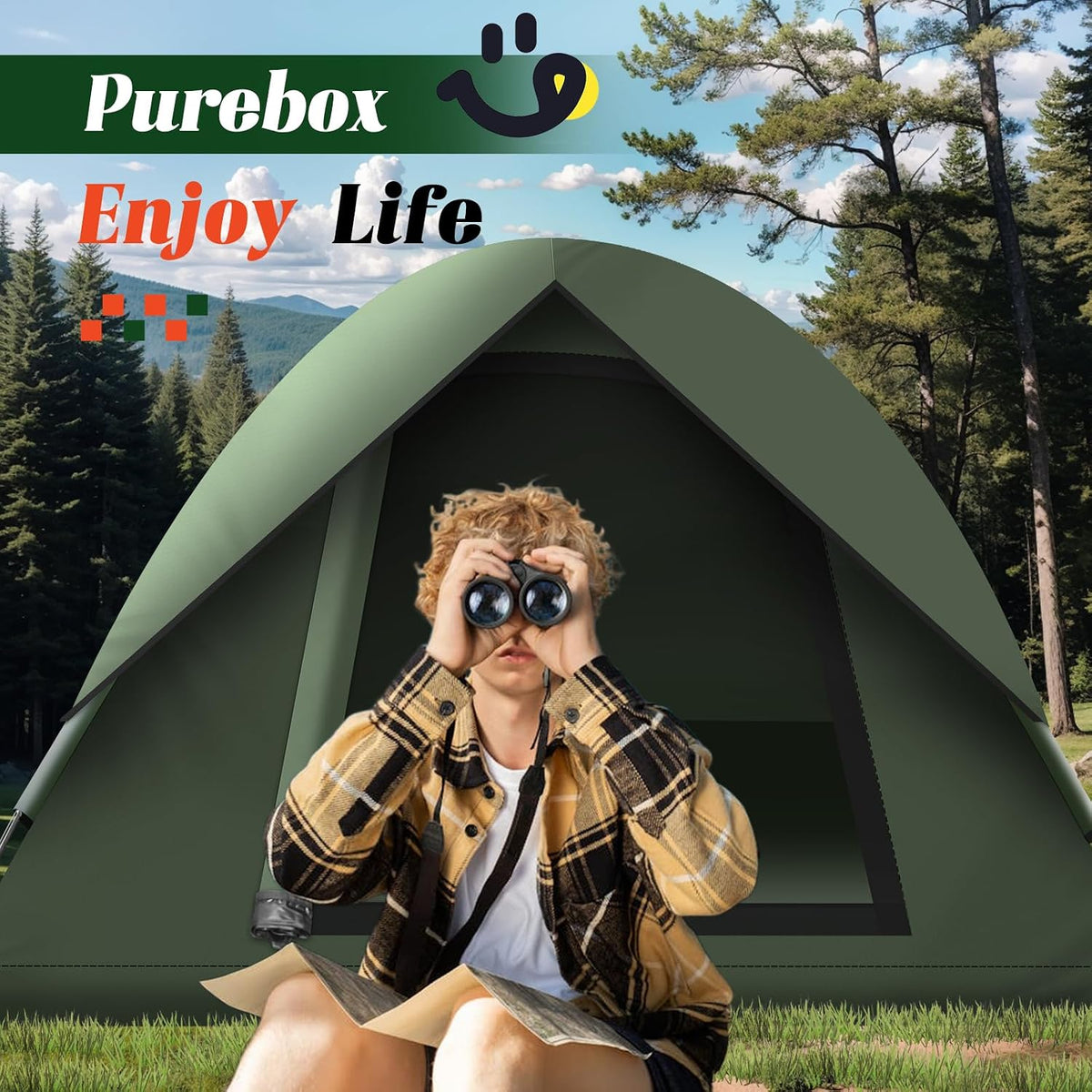 Tents for Camping 3-4 Person with Rainfly, Camping Tents 100% Waterproof, Outdoor Dome Tent Easy Setup, Backpacking Tent for Adventure, Festivals, Backyard (Not Crowded for 2 People)